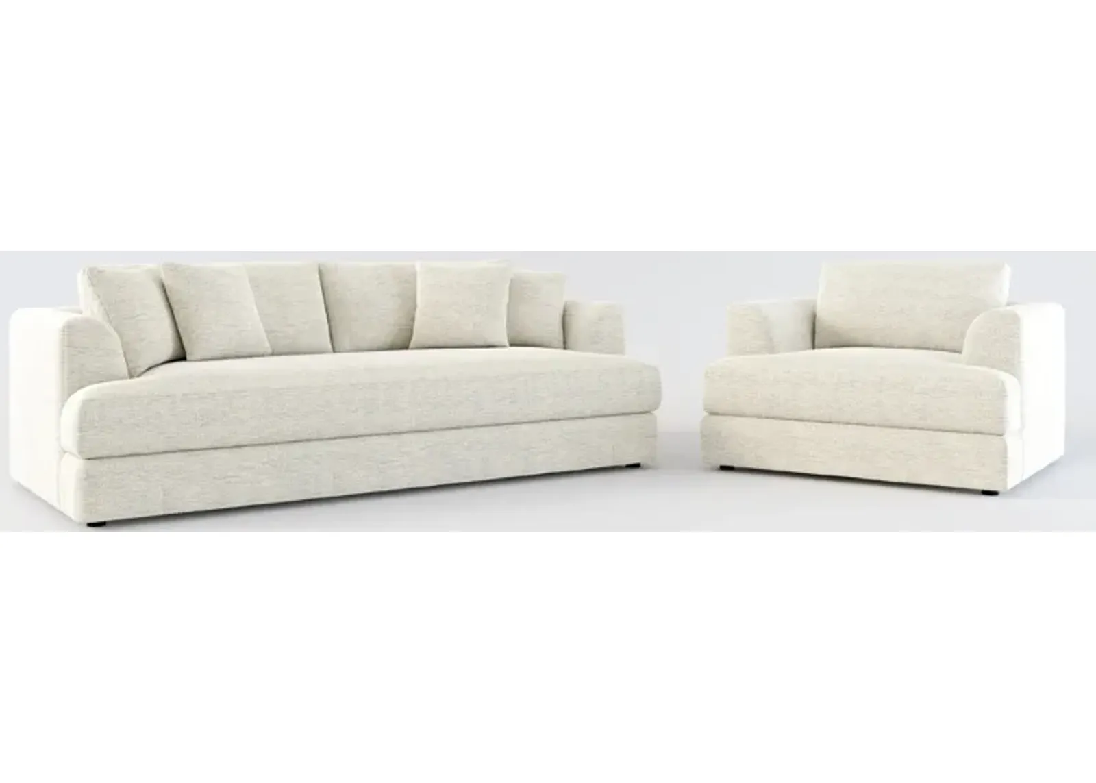 Ridley Foam Comfort Sofa and Chair Set - Merino Chalk