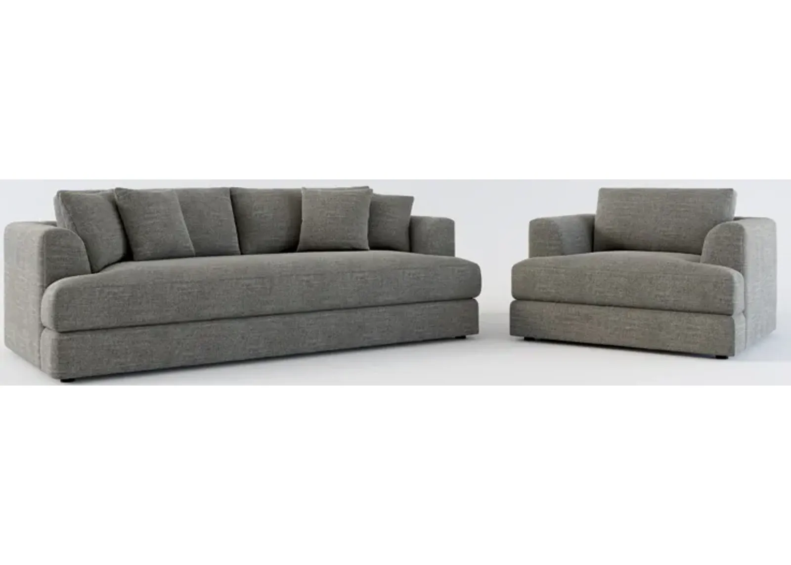 Ridley Foam Comfort Sofa and Chair Set - Curious Charcoal