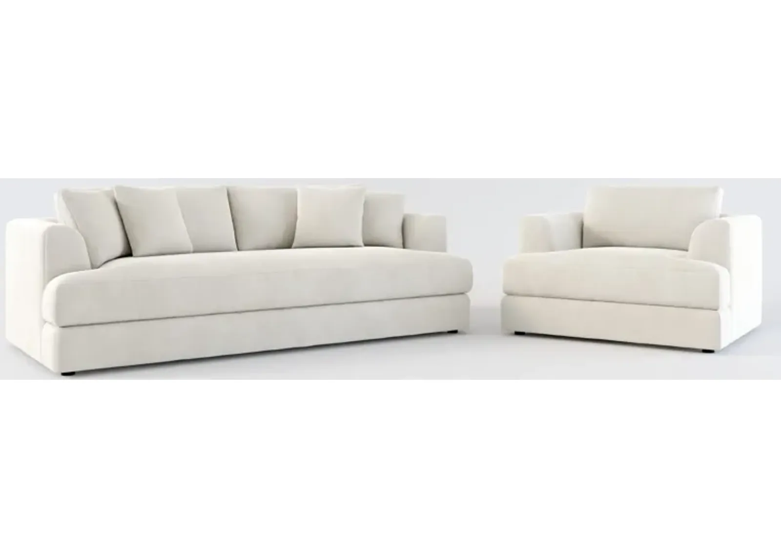 Ridley Foam Comfort Sofa and Chair Set - Laurent Beach