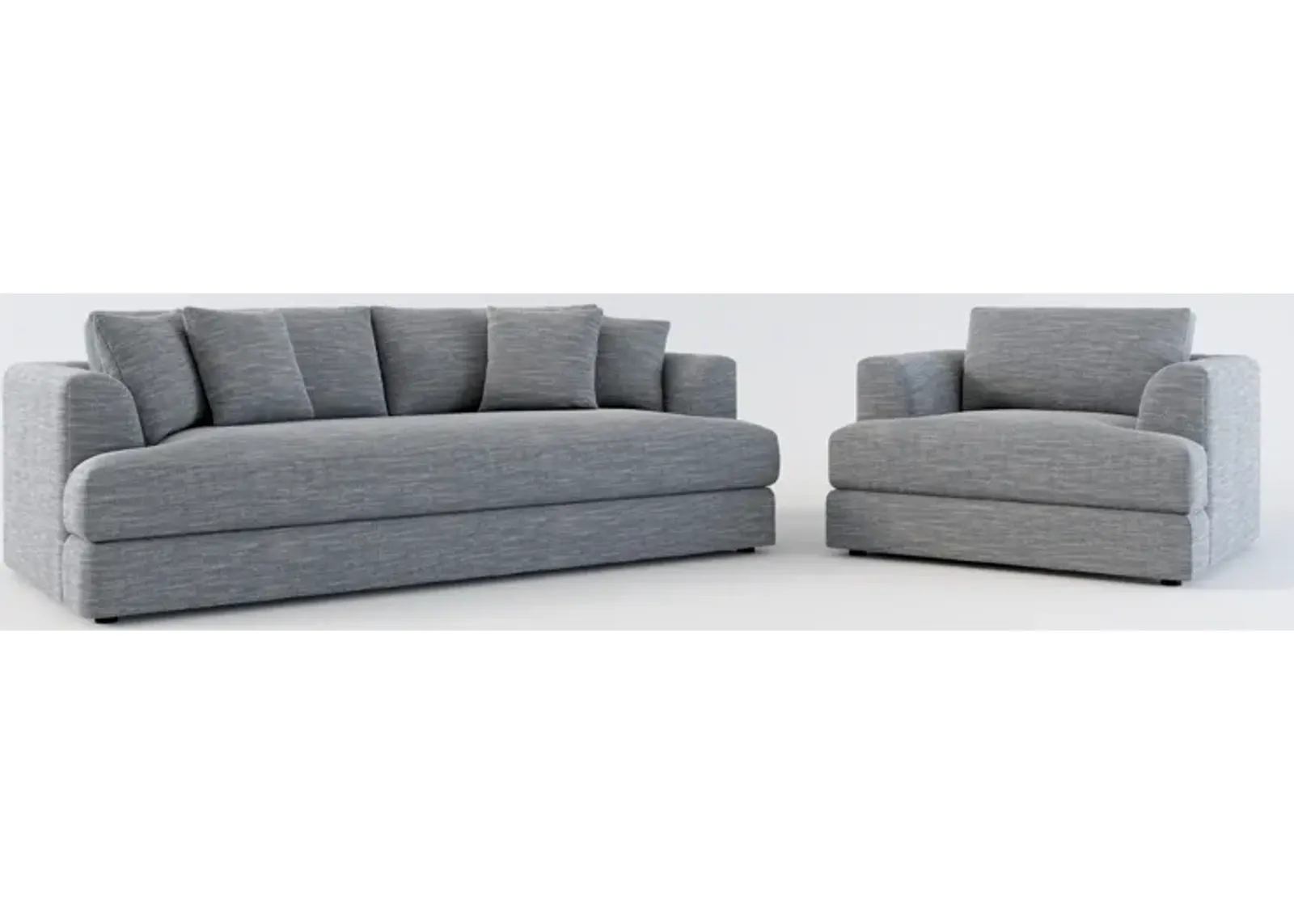 Ridley Foam Comfort Sofa and Chair Set - Dudley Indigo