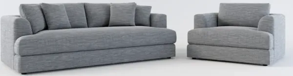 Ridley Foam Comfort Sofa and Chair Set - Dudley Indigo