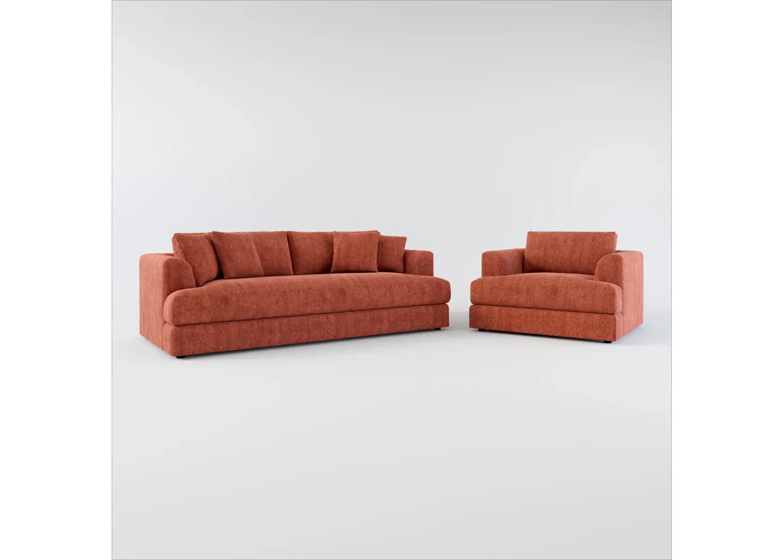 Ridley Foam Comfort Sofa and Chair Set - Contessa Paprika