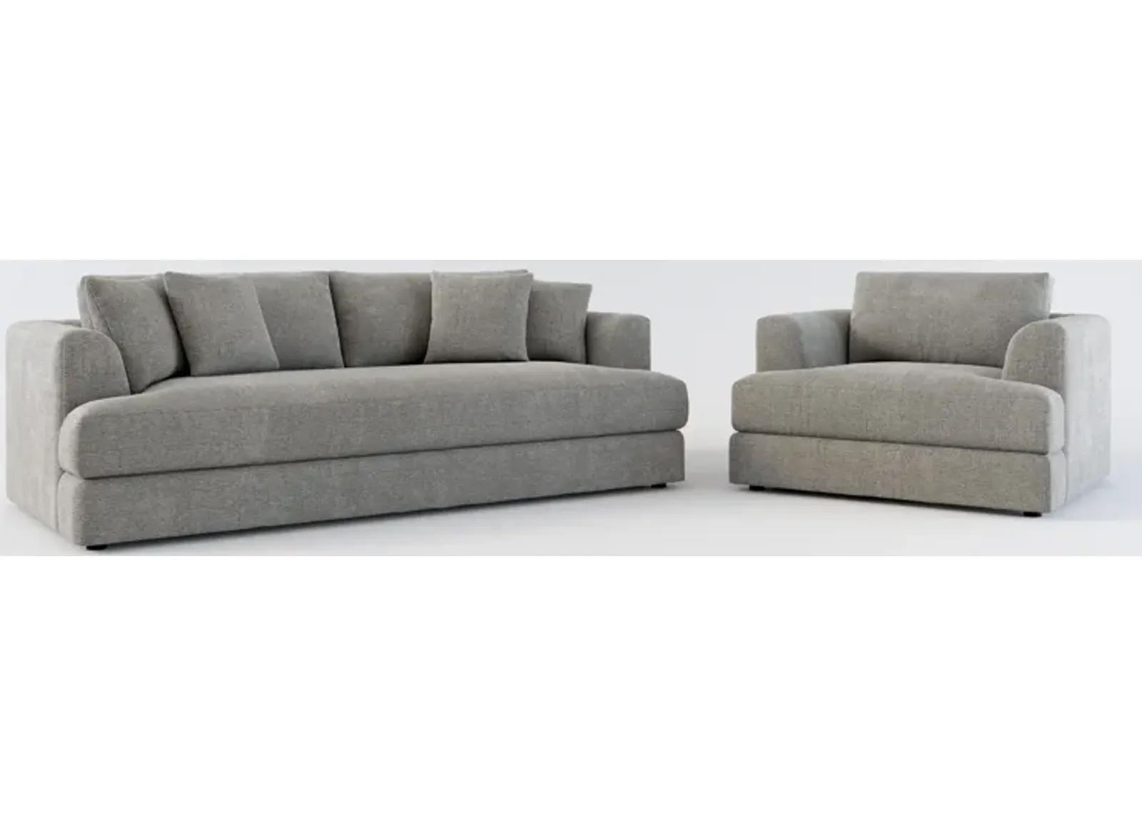 Ridley Foam Comfort Sofa and Chair Set - Living Large Charcoal