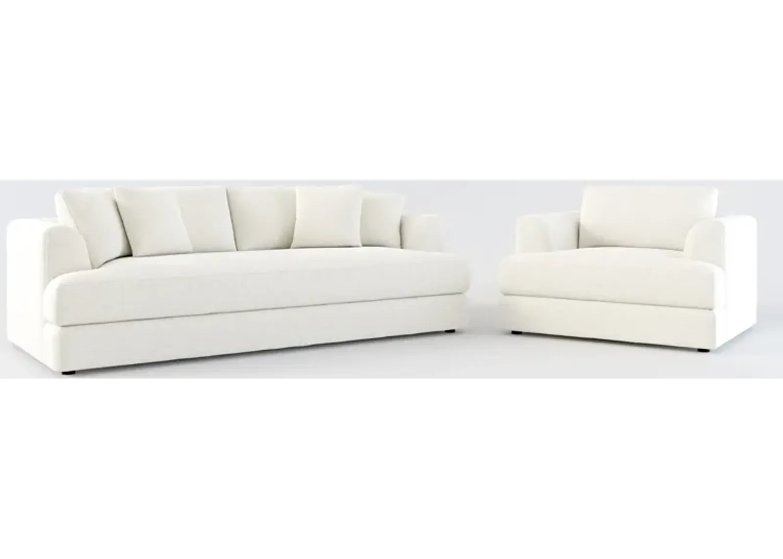 Ridley Foam Comfort Sofa and Chair Set - Living Large White