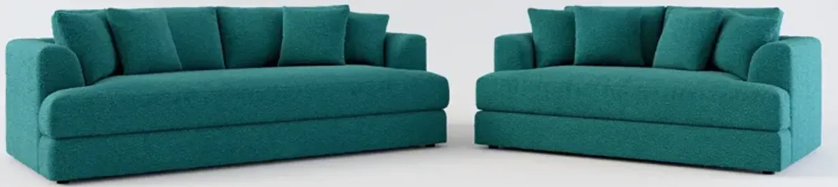 Ridley Foam Comfort Sofa and Loveseat Set - Bloke Peacock