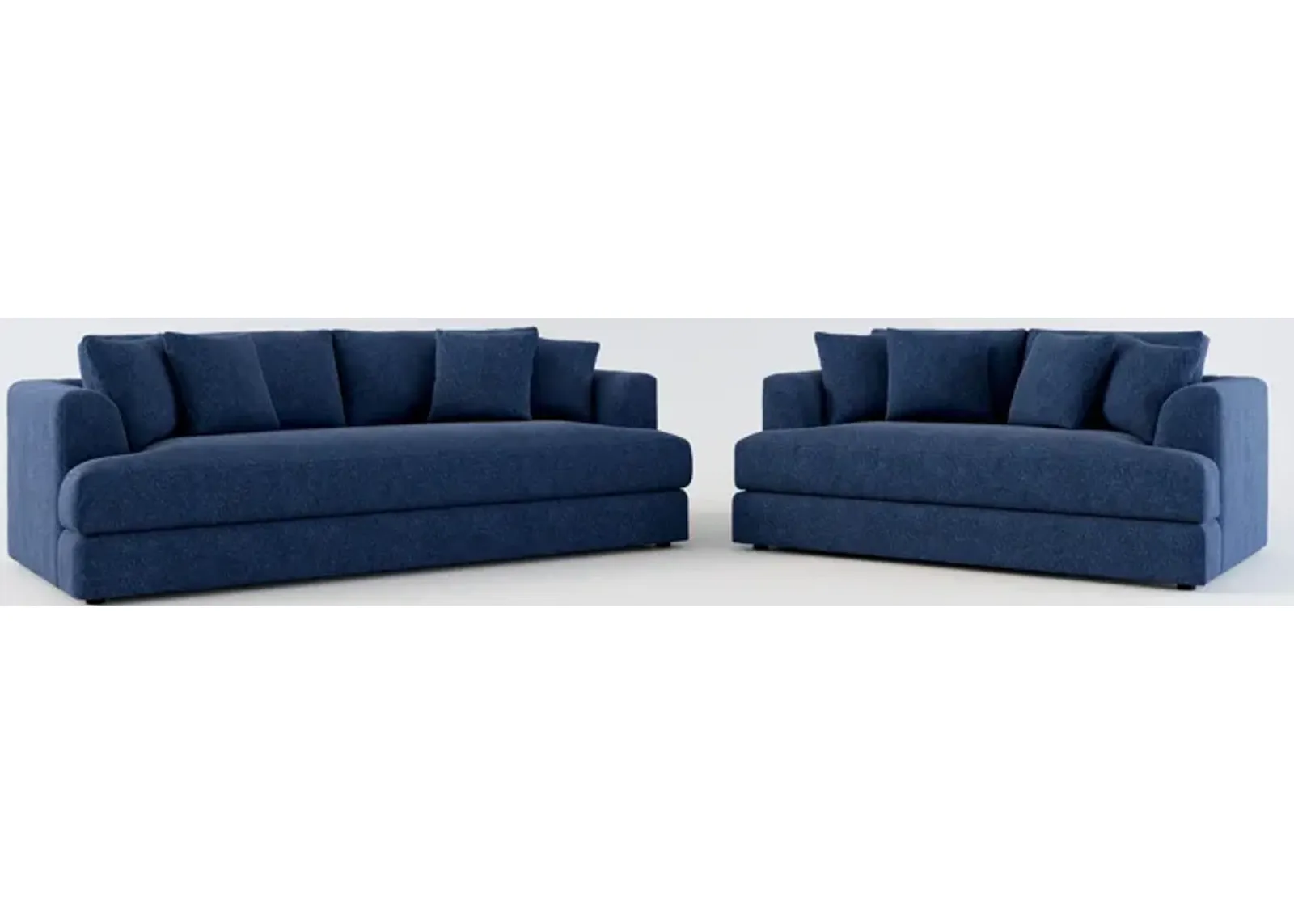 Ridley Foam Comfort Sofa and Loveseat Set - Oslo Navy