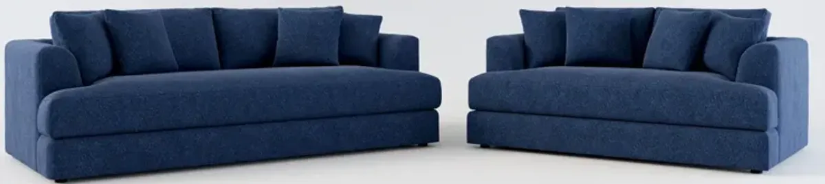 Ridley Foam Comfort Sofa and Loveseat Set - Oslo Navy