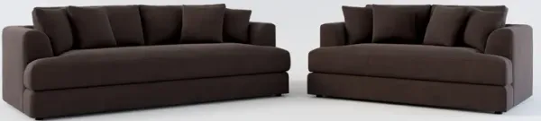 Ridley Foam Comfort Sofa and Loveseat Set - Merrimac Dark Brown