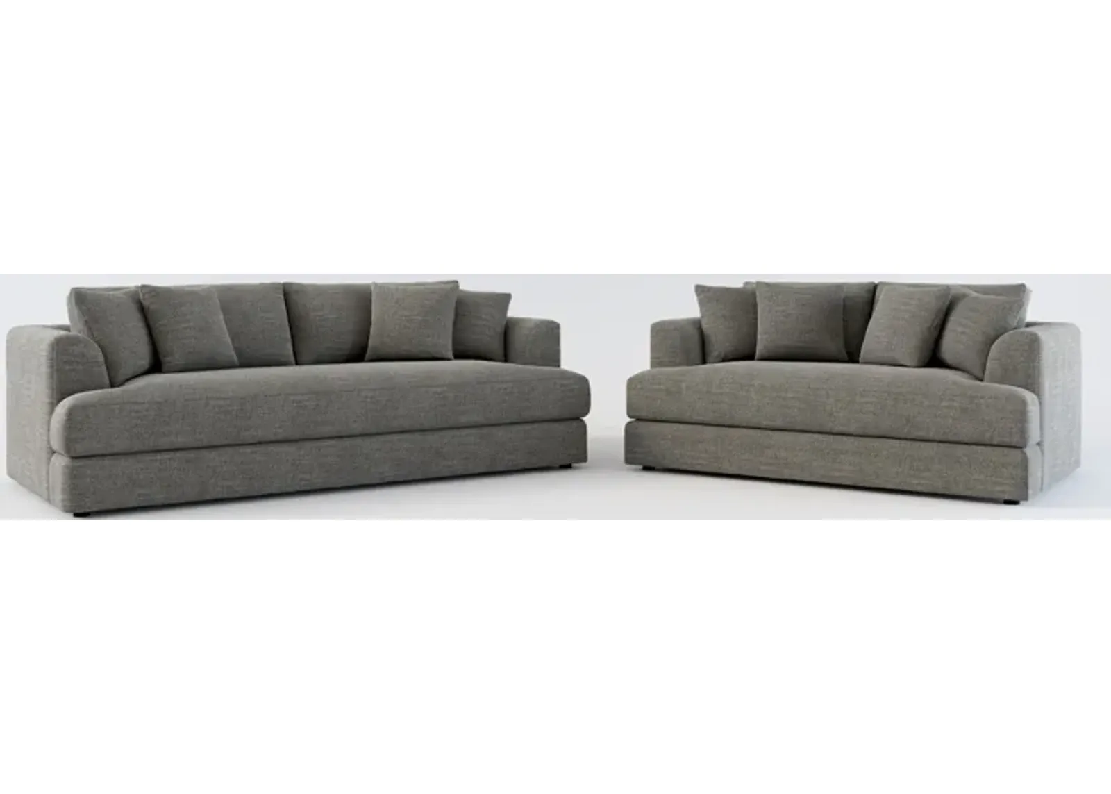 Ridley Foam Comfort Sofa and Loveseat Set - Curious Charcoal