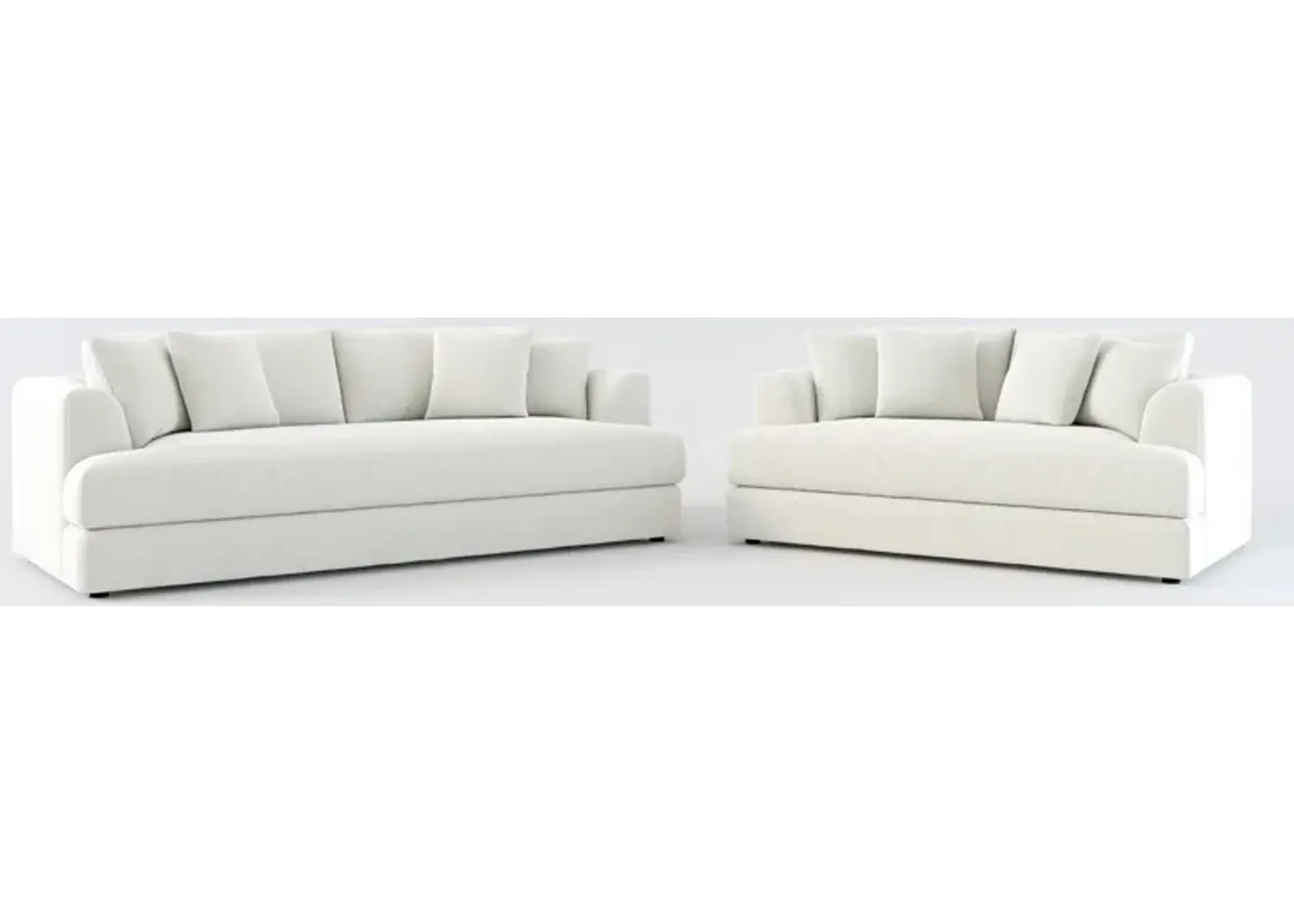 Ridley Foam Comfort Sofa and Loveseat Set - Oslo Snow