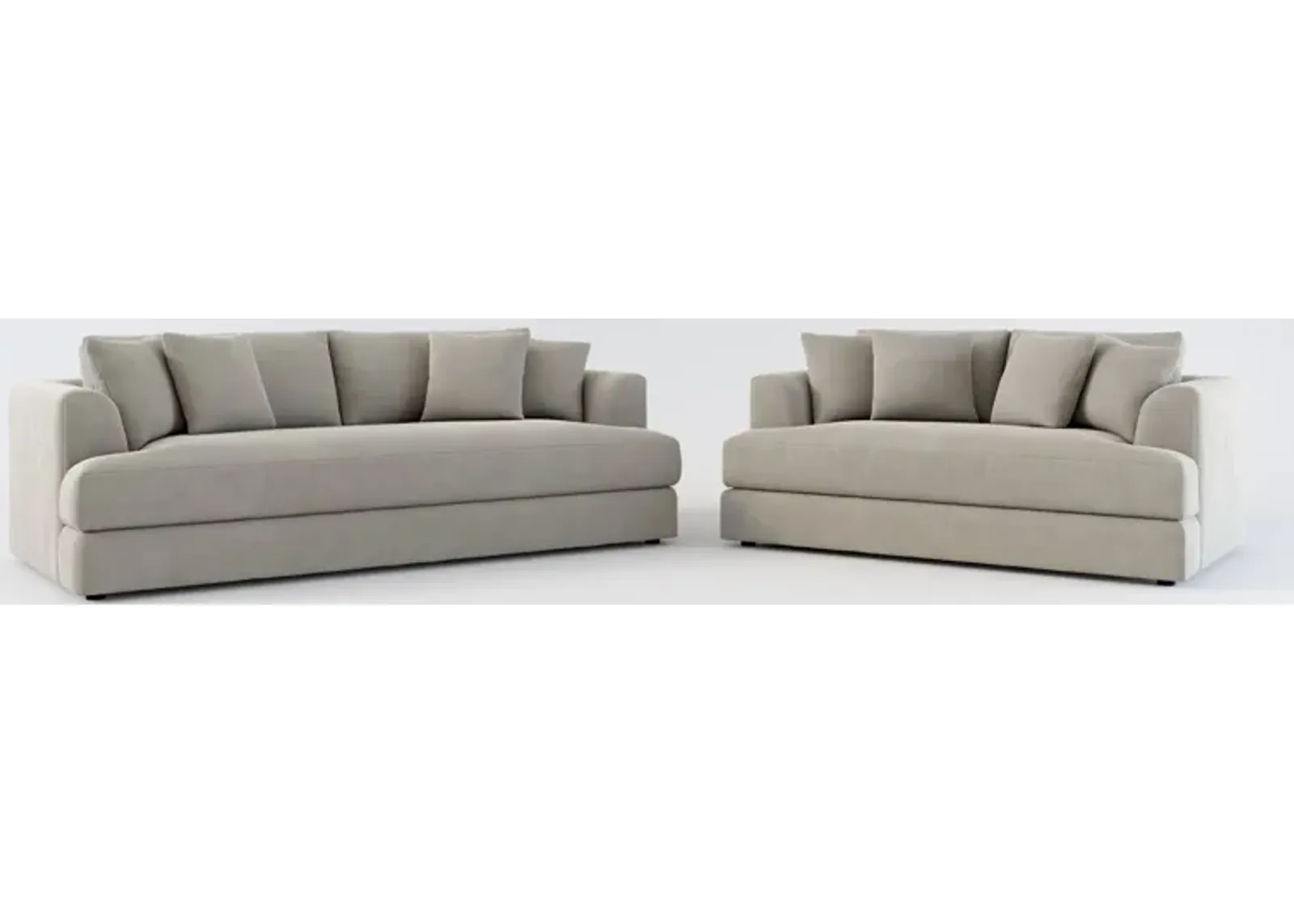 Ridley Foam Comfort Sofa and Loveseat Set - Abington Fog