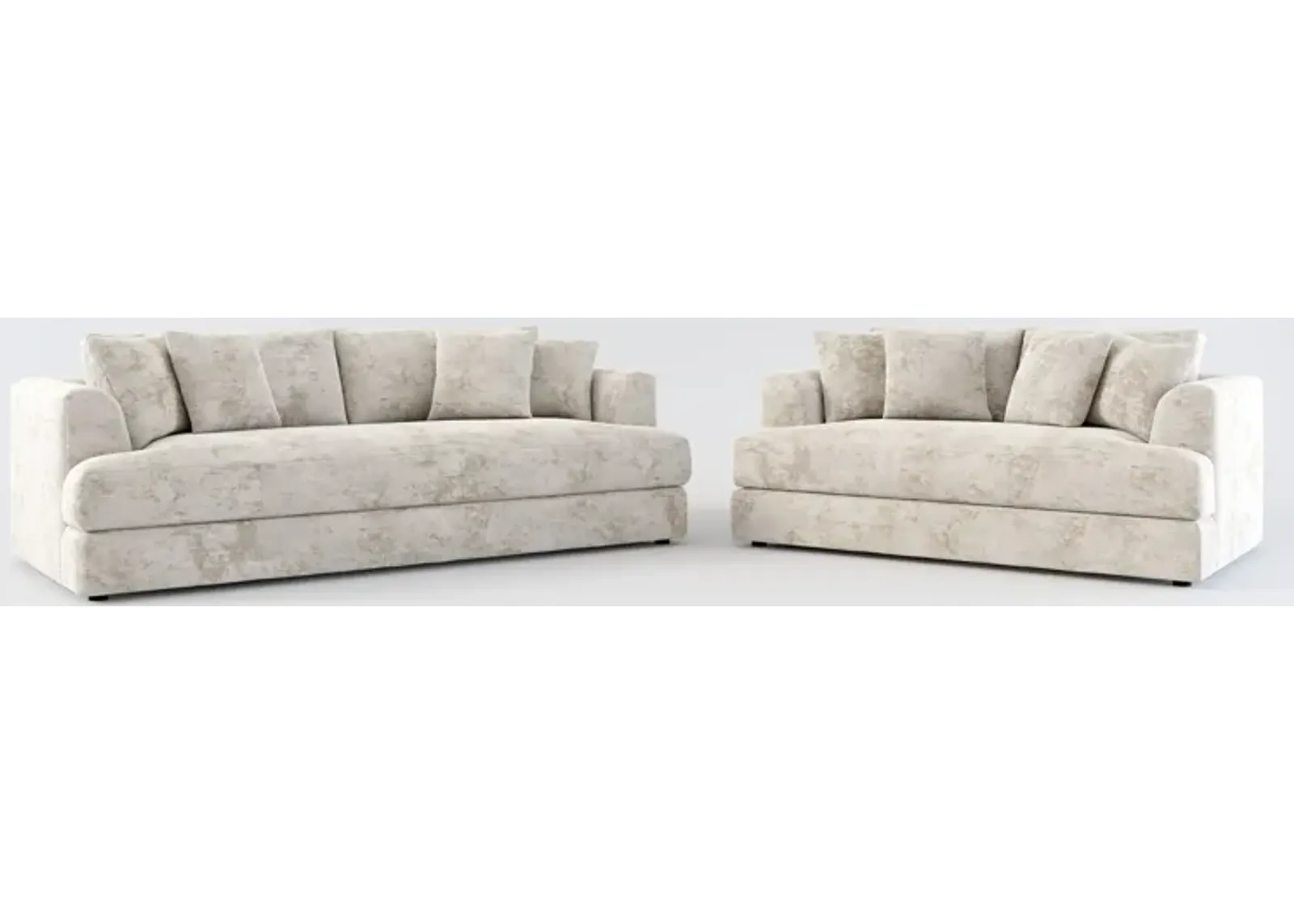 Ridley Foam Comfort Sofa and Loveseat Set - Hearth Cement