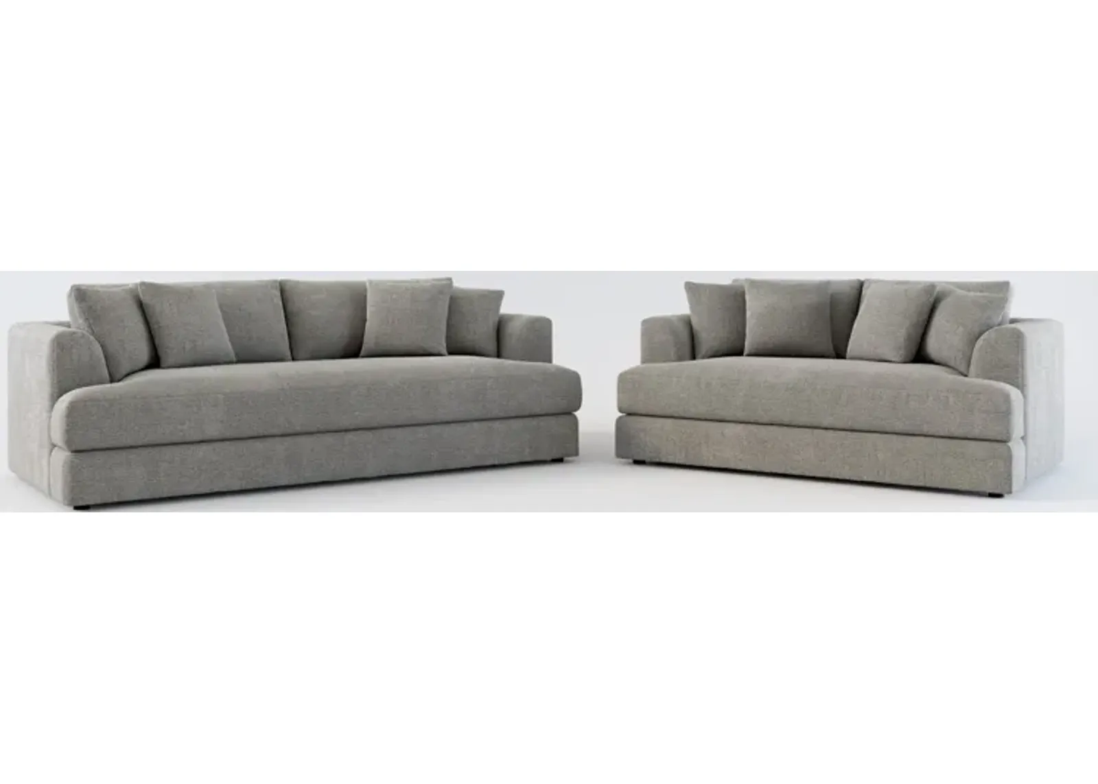 Ridley Foam Comfort Sofa and Loveseat Set - Living Large Charcoal