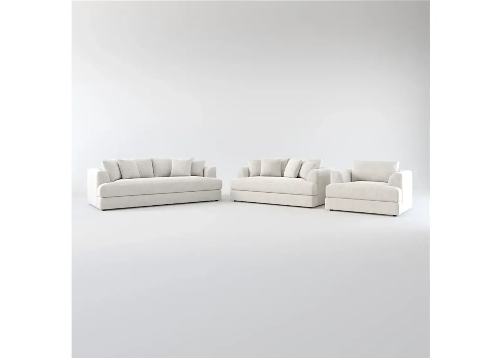 Ridley Foam Comfort Sofa, Loveseat, and Chair Set - Burmese Granite