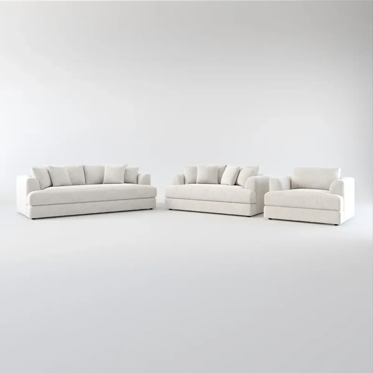 Ridley Foam Comfort Sofa, Loveseat, and Chair Set - Burmese Granite