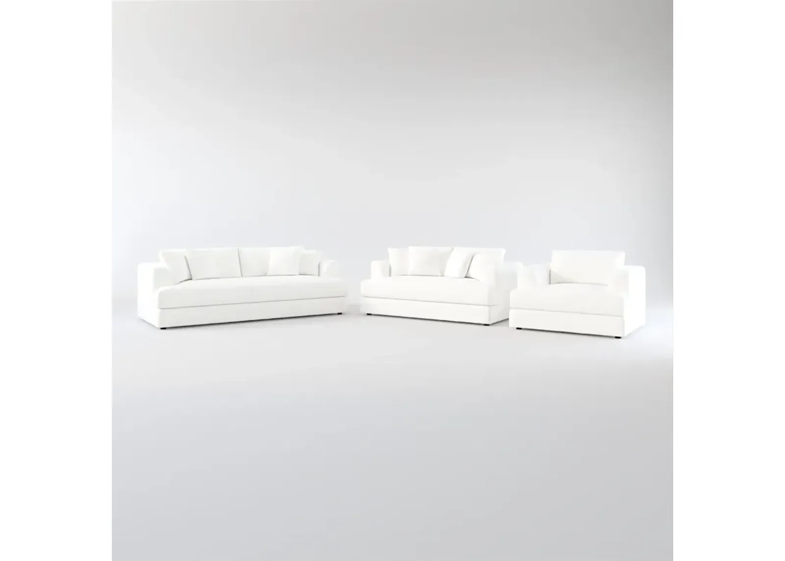 Ridley Foam Comfort Sofa, Loveseat, and Chair Set - Contessa Vanilla