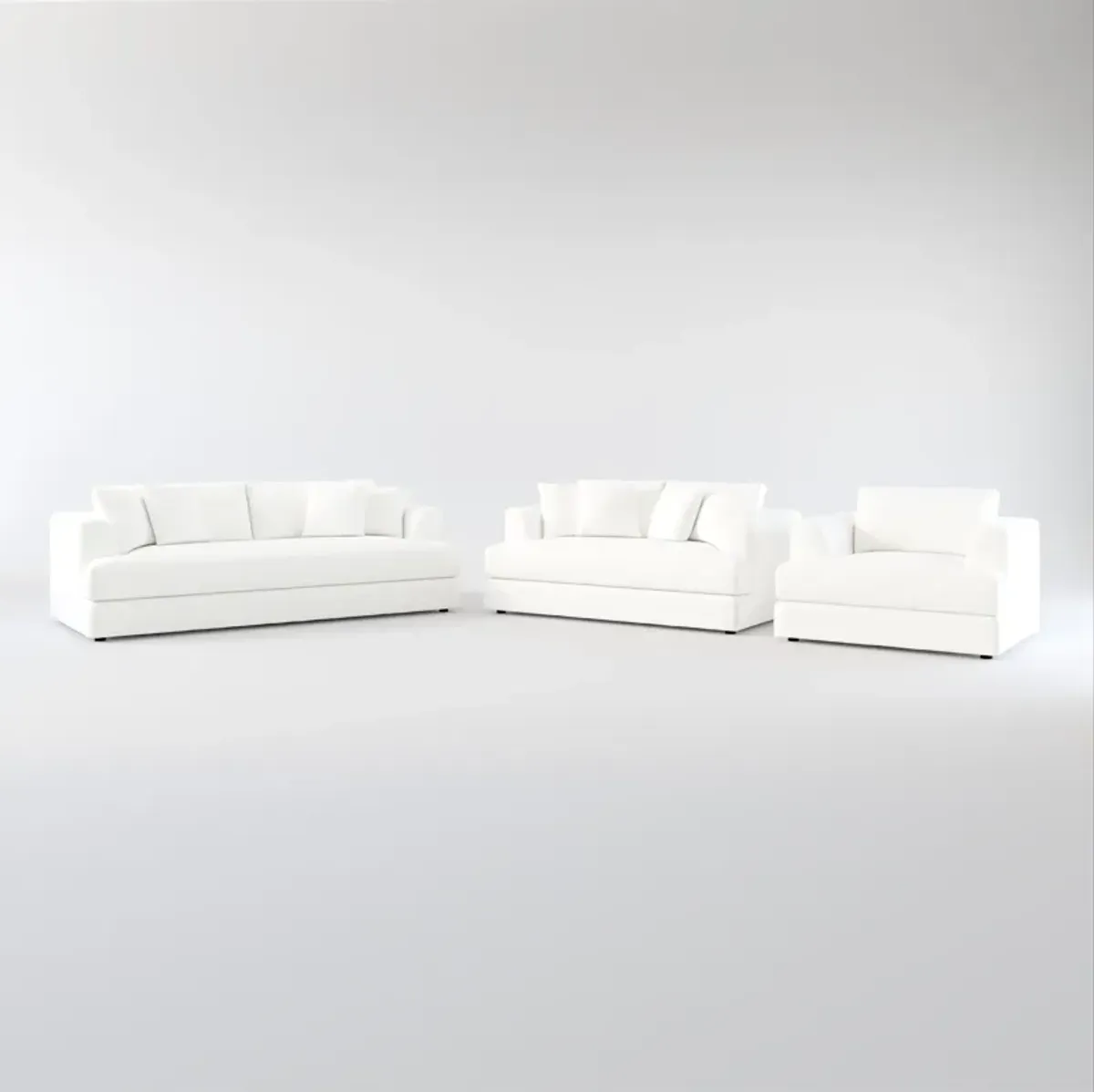 Ridley Foam Comfort Sofa, Loveseat, and Chair Set - Contessa Vanilla