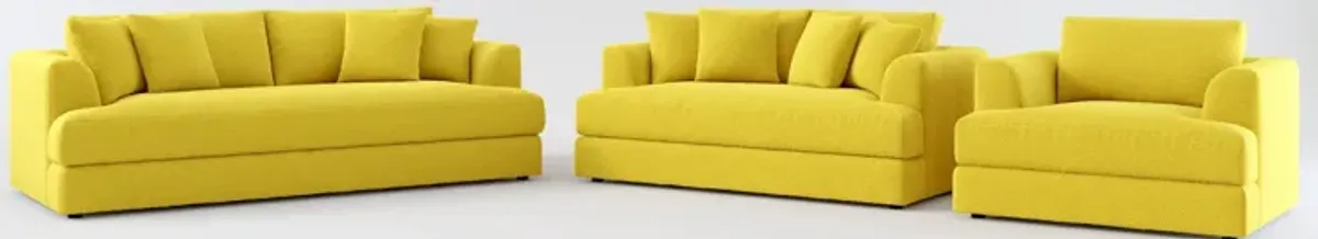 Ridley Foam Comfort Sofa, Loveseat, and Chair Set - Bloke Goldenrod