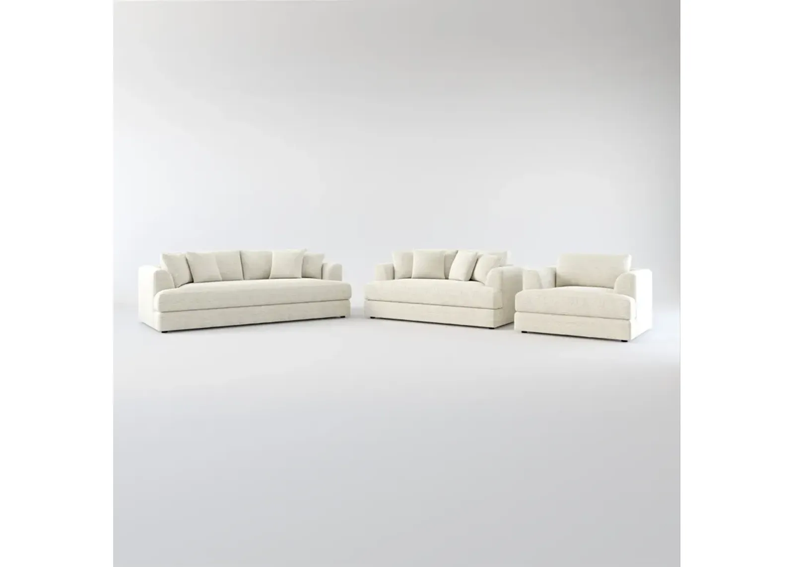 Ridley Foam Comfort Sofa, Loveseat, and Chair Set - Merino Chalk