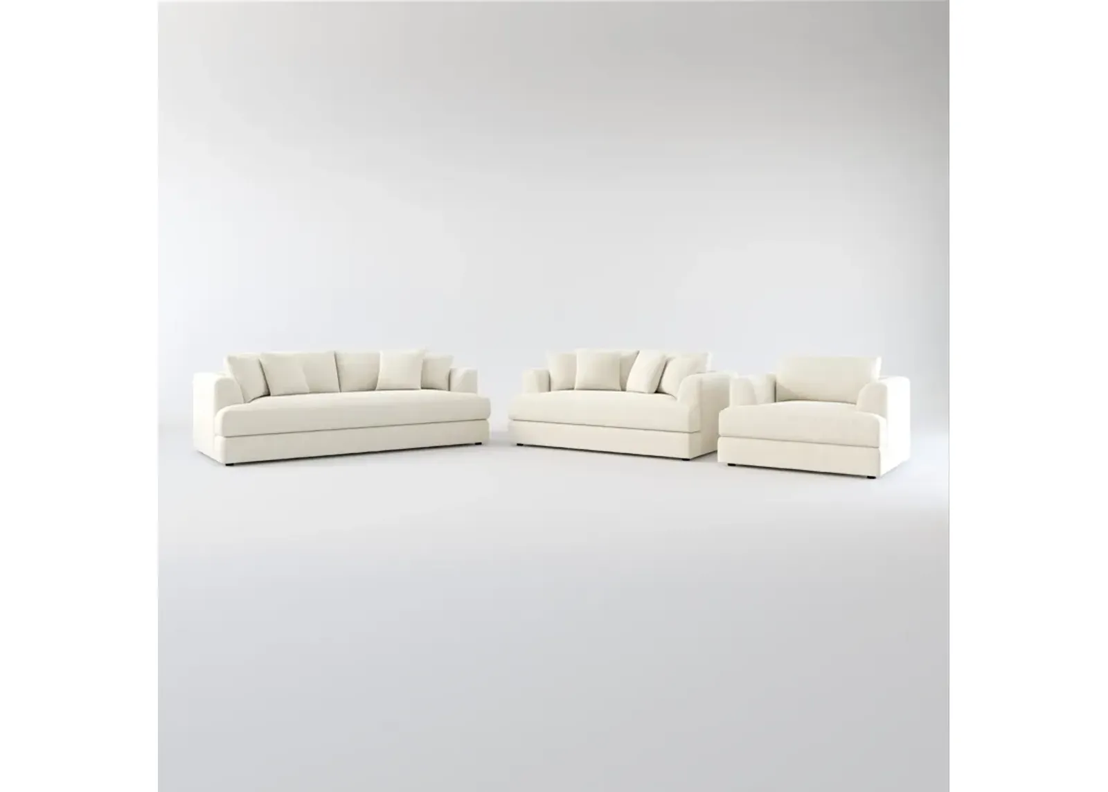 Ridley Foam Comfort Sofa, Loveseat, and Chair Set - Curious Pearl