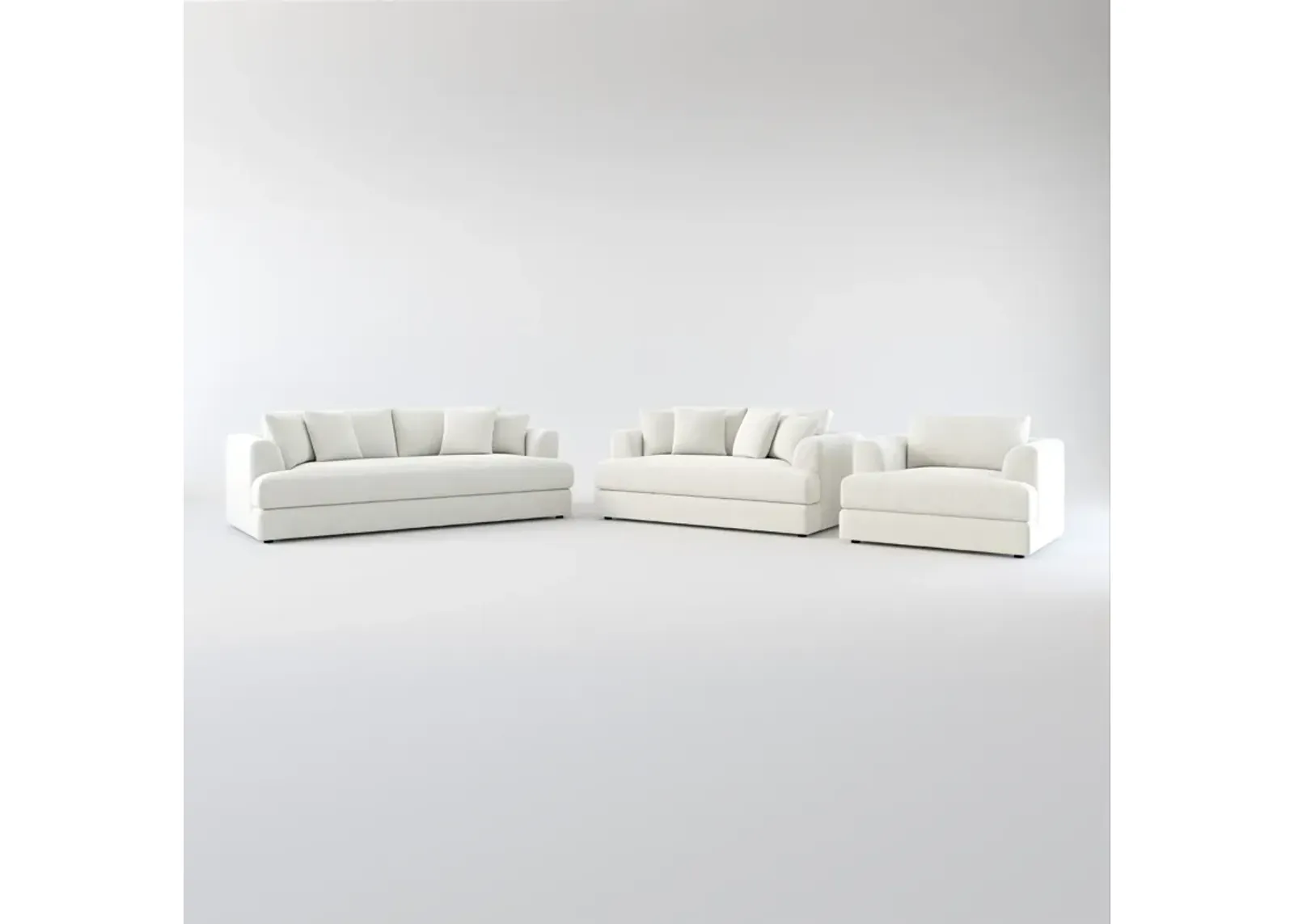 Ridley Foam Comfort Sofa, Loveseat, and Chair Set - Oslo Snow