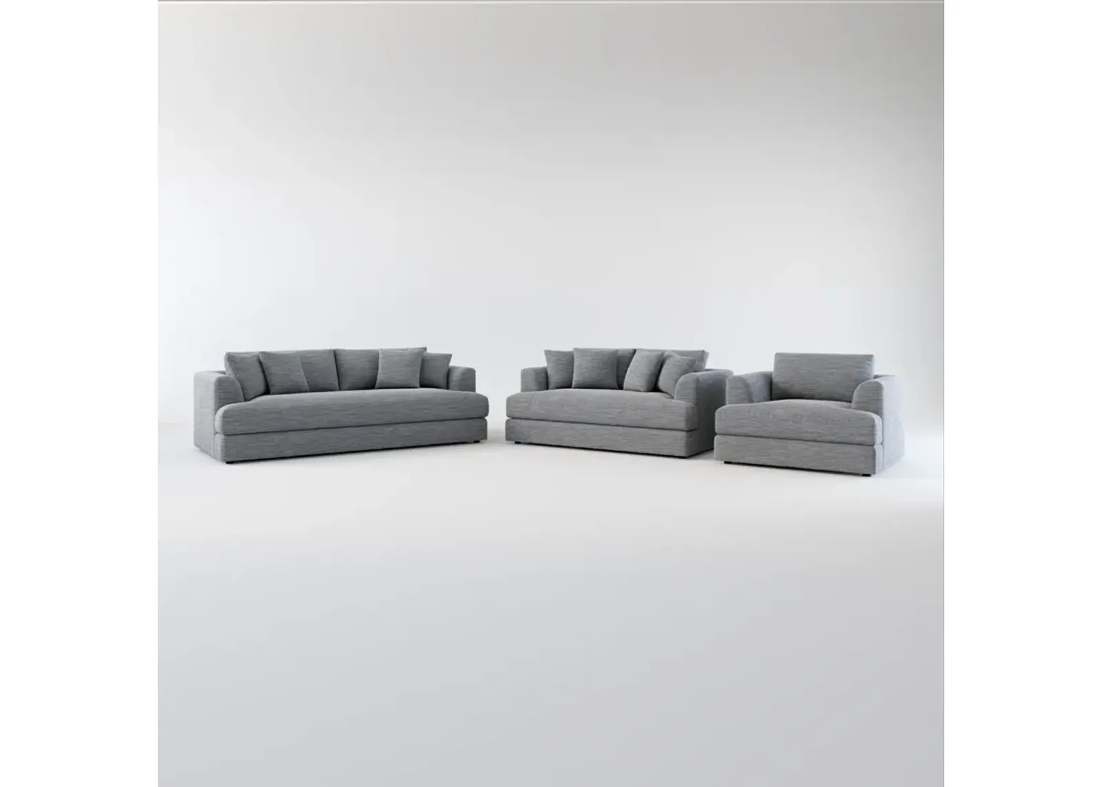 Ridley Foam Comfort Sofa, Loveseat, and Chair Set - Dudley Indigo