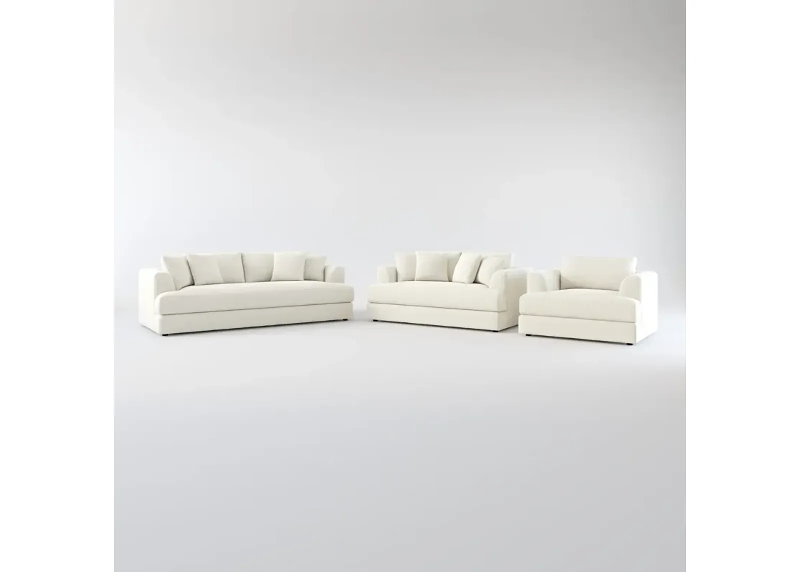 Ridley Foam Comfort Sofa, Loveseat, and Chair Set - Anders Ivory