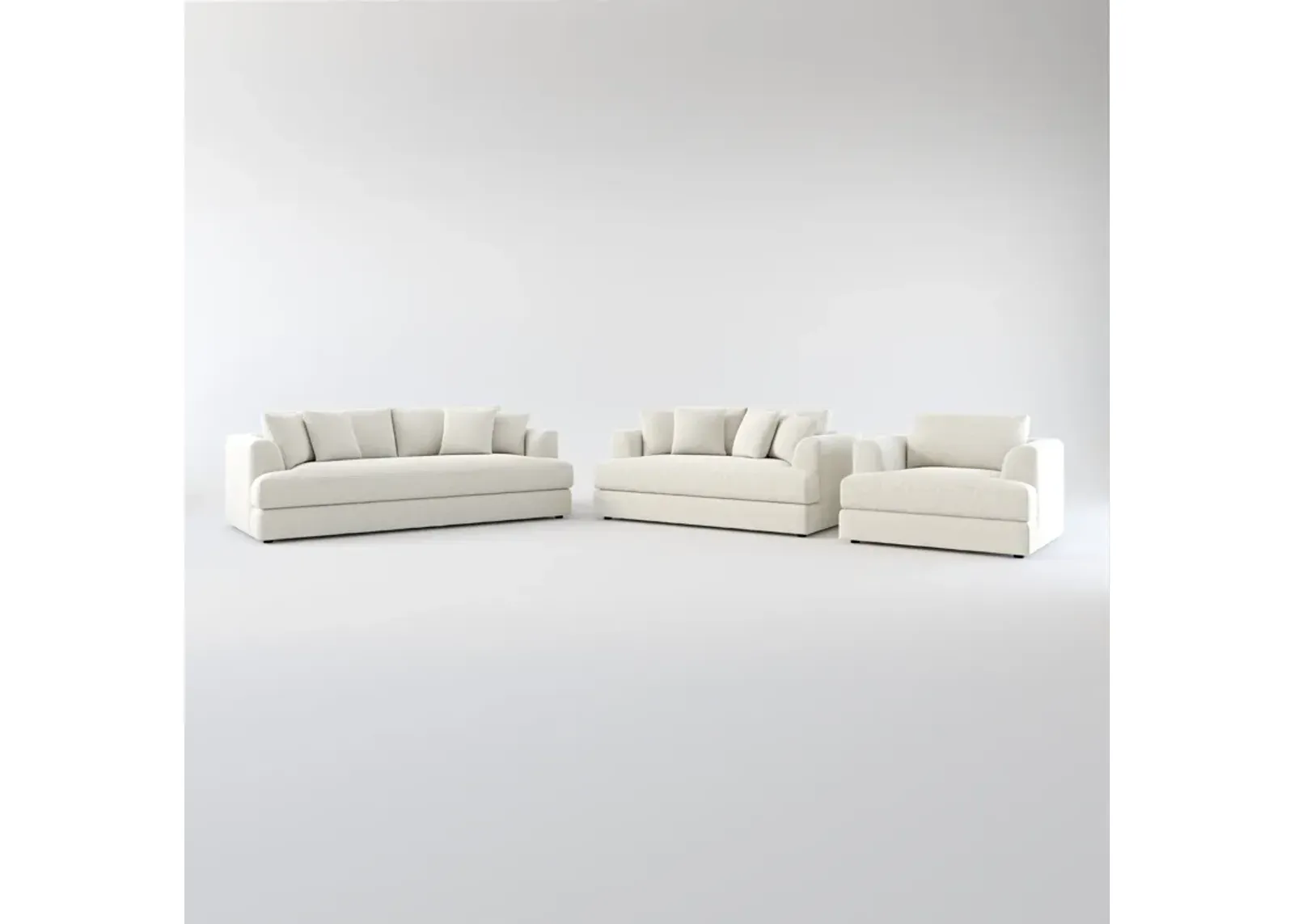 Ridley Foam Comfort Sofa, Loveseat, and Chair Set - Everton Grey