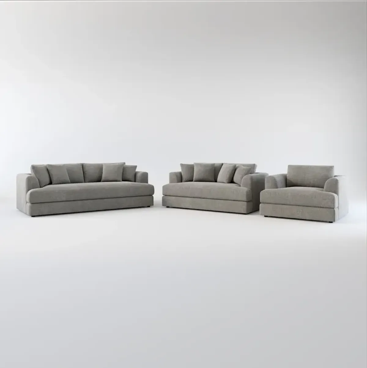 Ridley Foam Comfort Sofa, Loveseat, and Chair Set - Living Large Charcoal