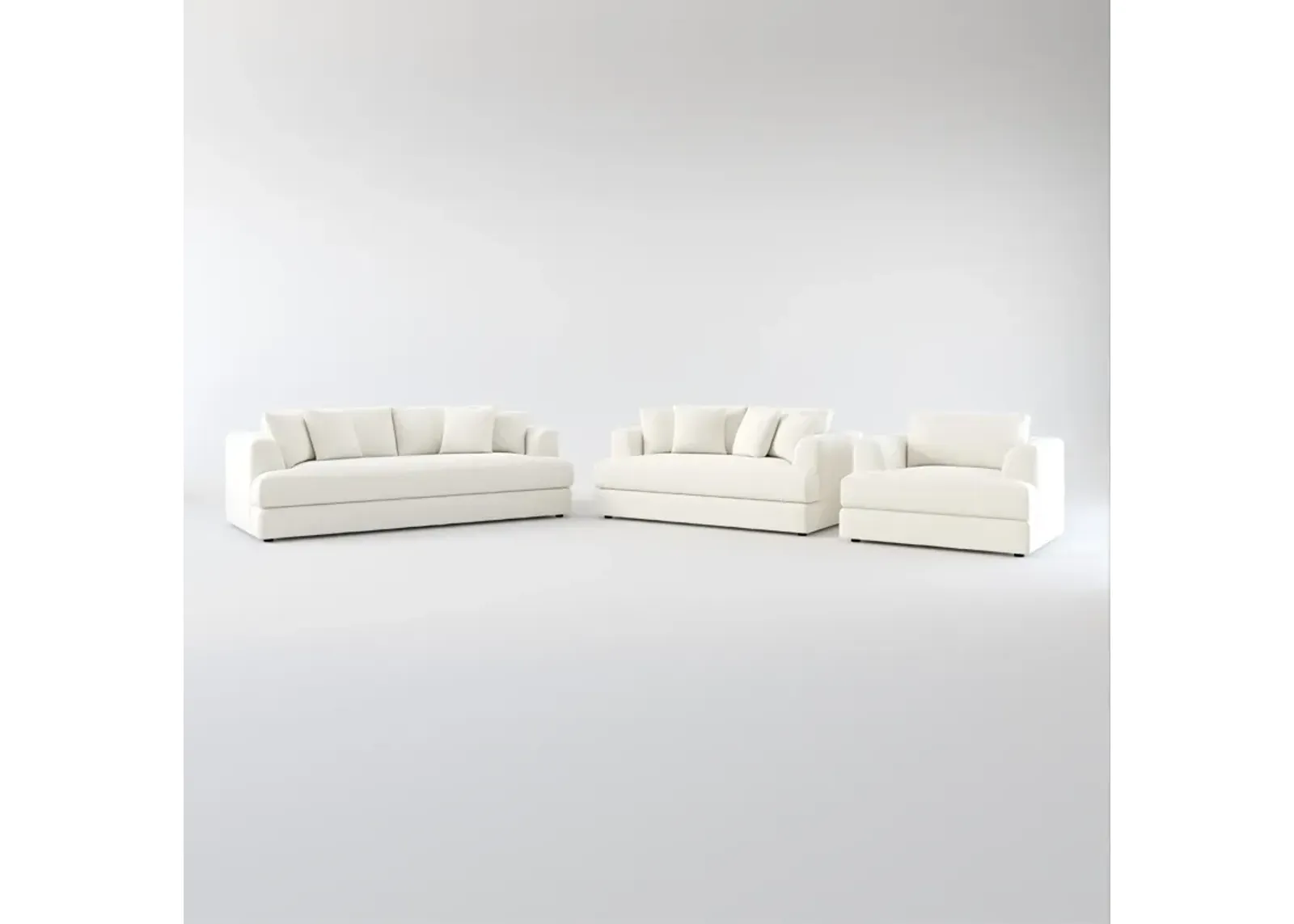 Ridley Foam Comfort Sofa, Loveseat, and Chair Set - Living Large White