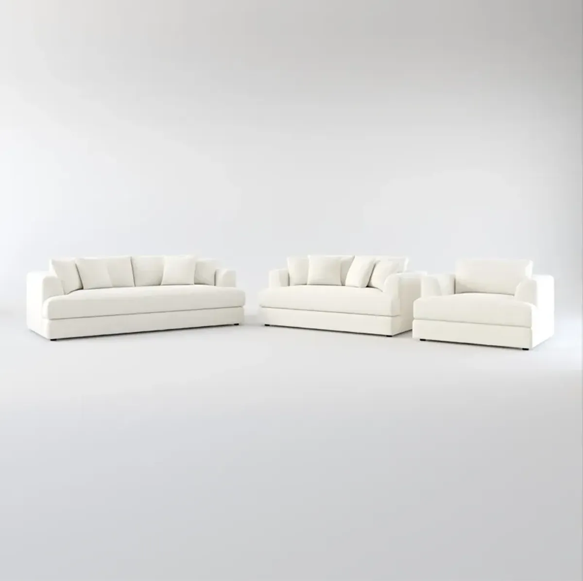 Ridley Foam Comfort Sofa, Loveseat, and Chair Set - Living Large White