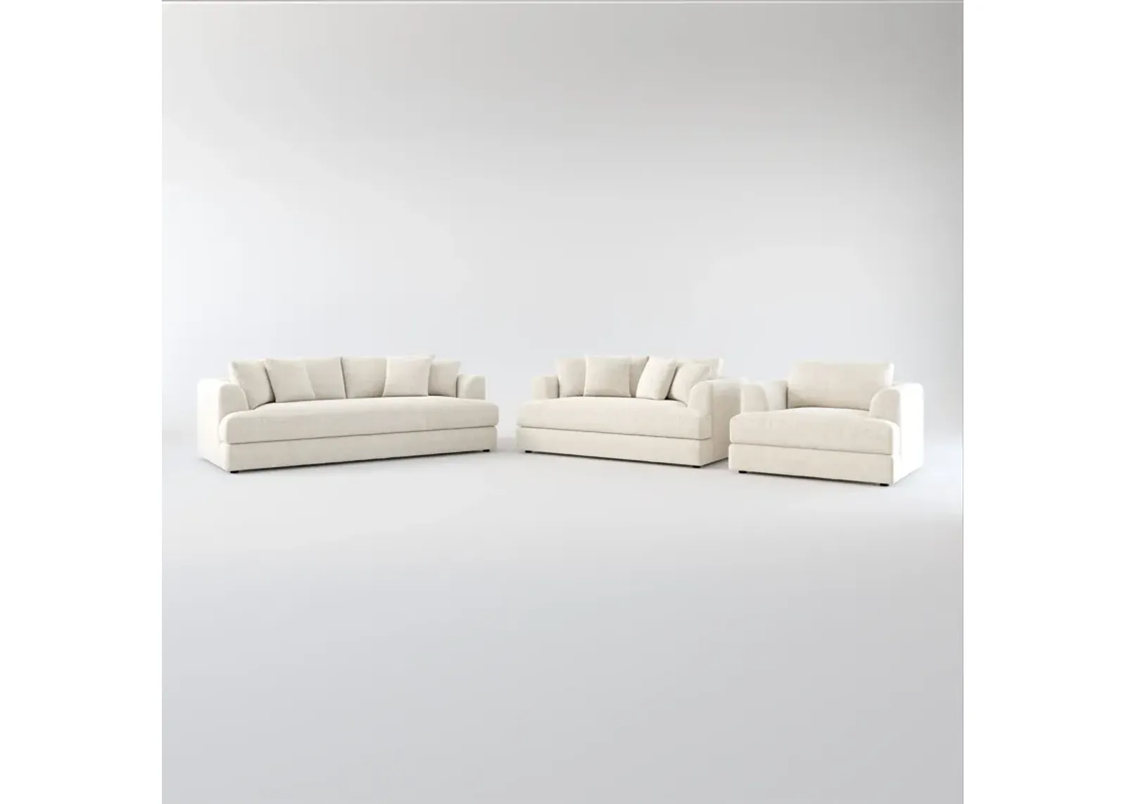 Ridley Foam Comfort Sofa, Loveseat, and Chair Set - Mason Porcelain