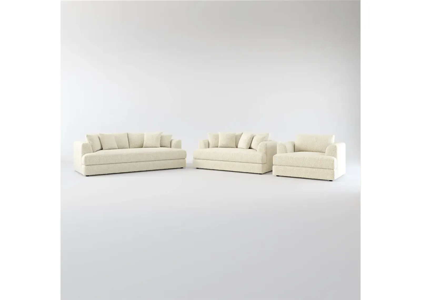 Ridley Foam Comfort Sofa, Loveseat, and Chair Set - Bloke Cotton