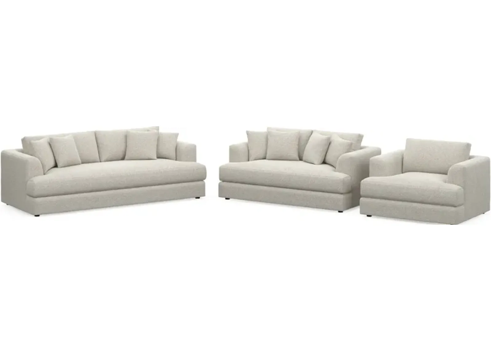 Ridley Foam Comfort Sofa, Loveseat, and Chair Set - Muse Stone