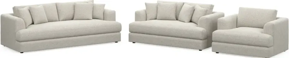 Ridley Foam Comfort Sofa, Loveseat, and Chair Set - Muse Stone