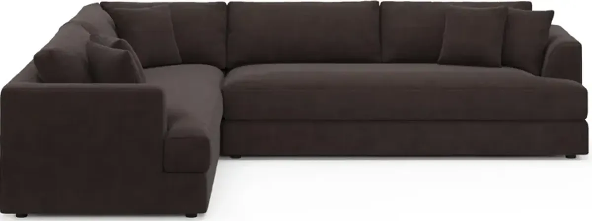 Ridley Foam Comfort 2-Piece Sectional with Right-Facing Sofa - Merrimac Dark Brown