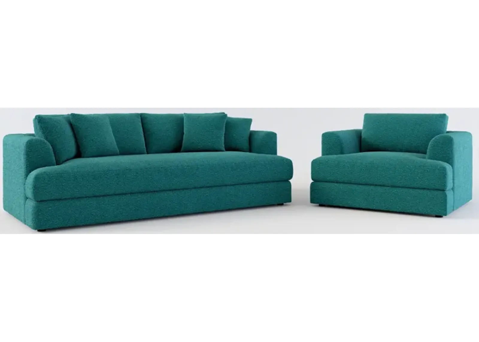 Ridley Hybrid Comfort Sofa and Chair Set - Bloke Peacock