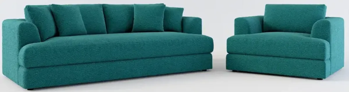 Ridley Hybrid Comfort Sofa and Chair Set - Bloke Peacock