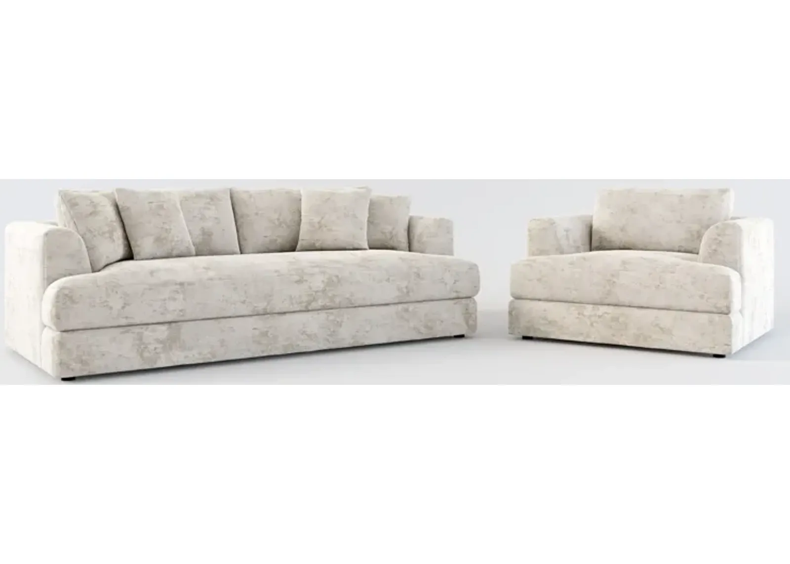 Ridley Hybrid Comfort Sofa and Chair Set - Hearth Cement