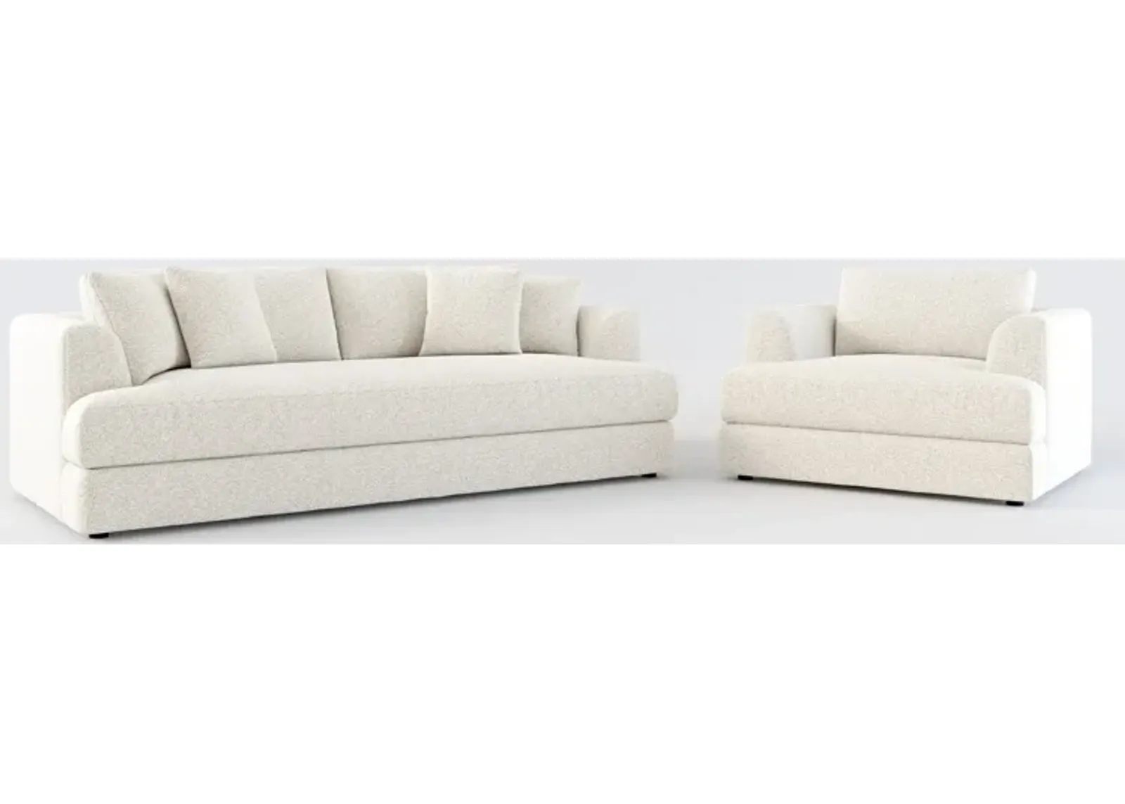 Ridley Hybrid Comfort Sofa and Chair Set - Muse Stone