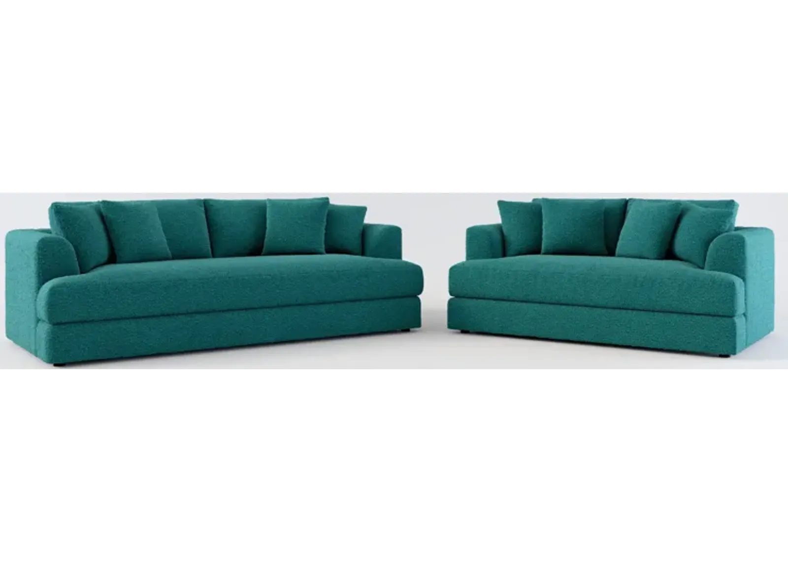 Ridley Hybrid Comfort Sofa and Loveseat Set - Bloke Peacock