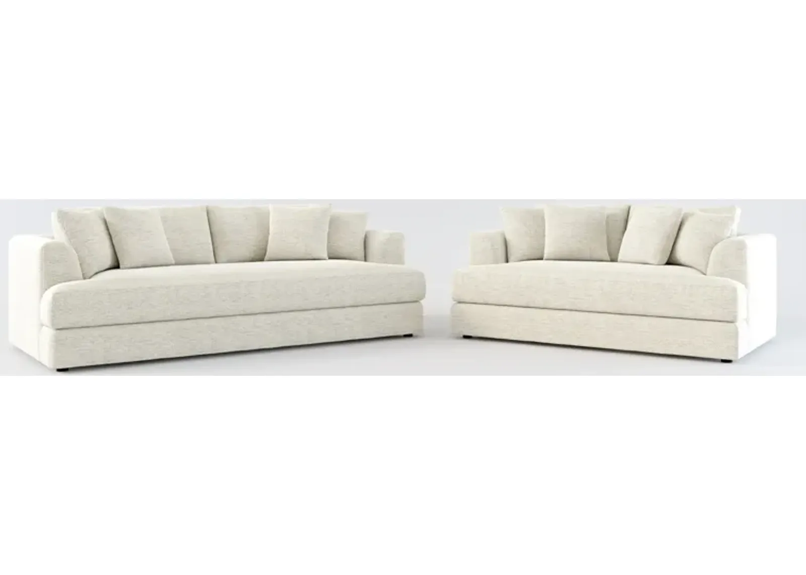 Ridley Hybrid Comfort Sofa and Loveseat Set - Merino Chalk