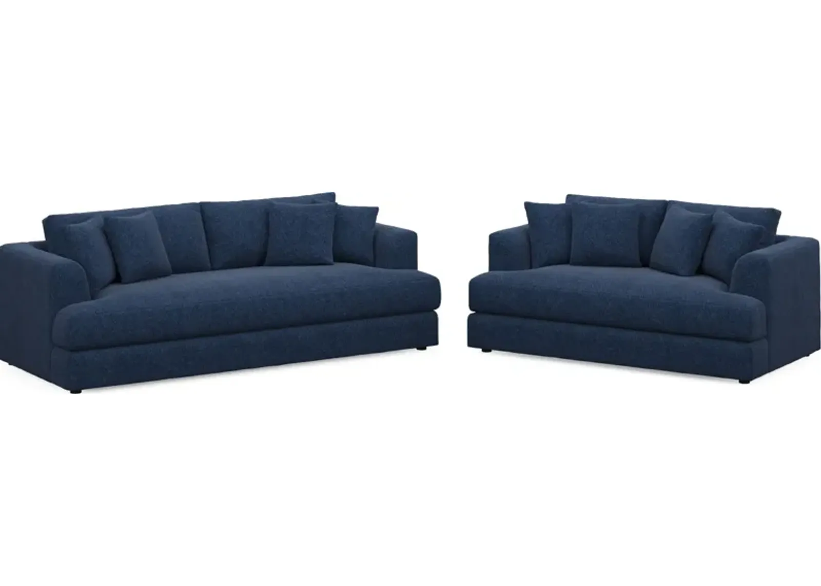 Ridley Hybrid Comfort Sofa and Loveseat Set - Oslo Navy