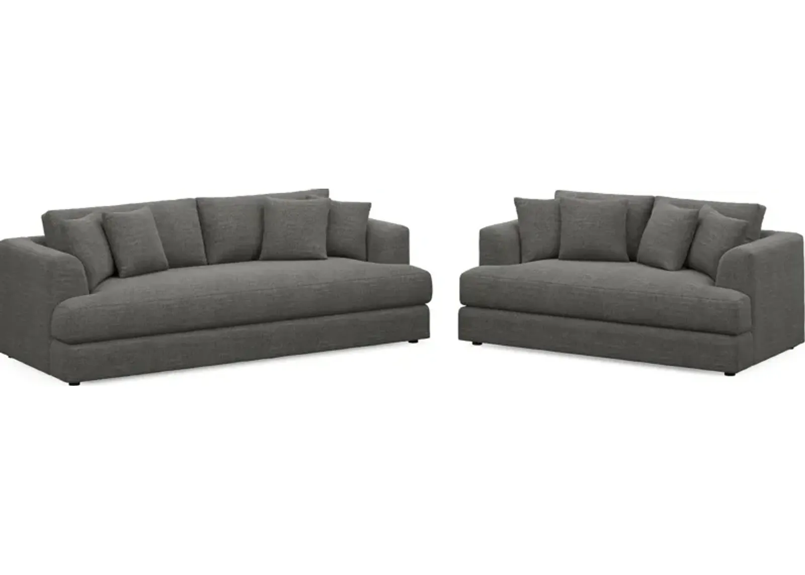 Ridley Hybrid Comfort Sofa and Loveseat Set - Curious Charcoal