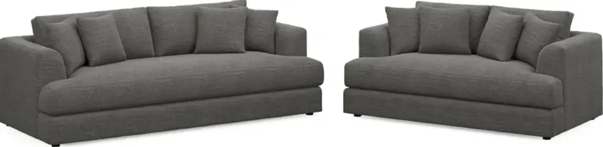 Ridley Hybrid Comfort Sofa and Loveseat Set - Curious Charcoal