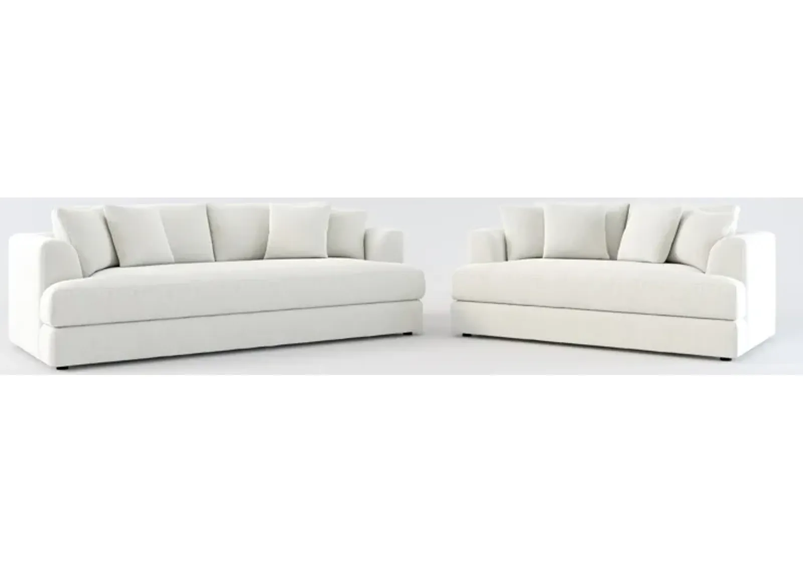 Ridley Hybrid Comfort Sofa and Loveseat Set - Oslo Snow