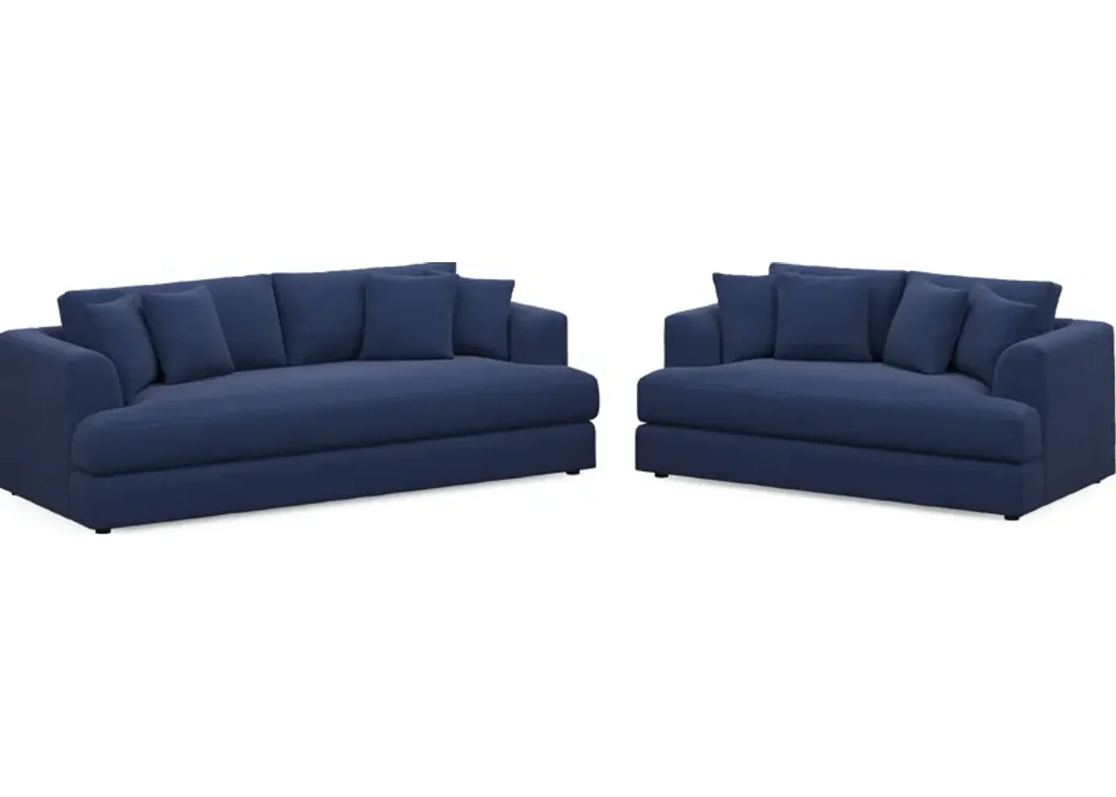 Ridley Hybrid Comfort Sofa and Loveseat Set - Abington Indigo