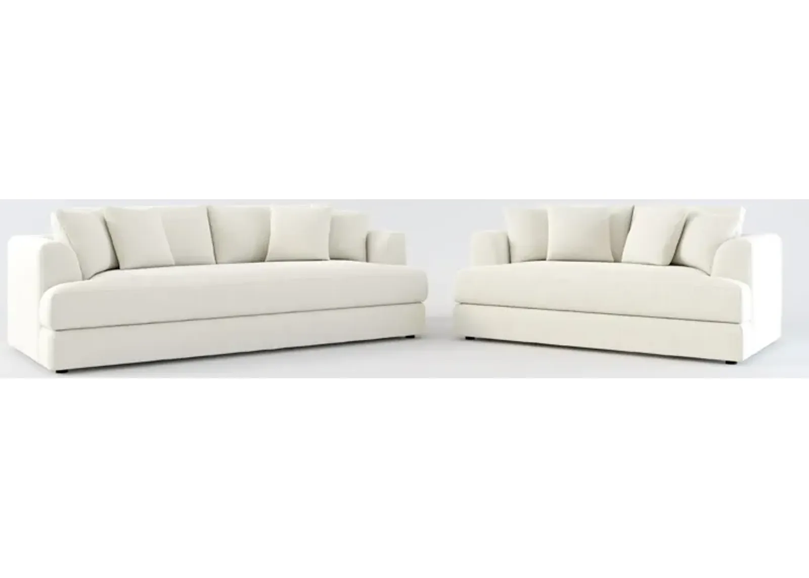 Ridley Hybrid Comfort Sofa and Loveseat Set - Anders Ivory