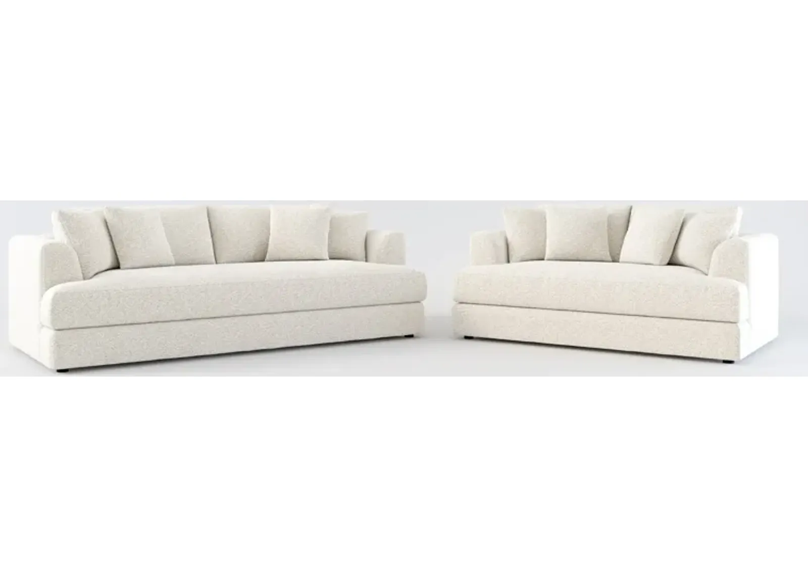 Ridley Hybrid Comfort Sofa and Loveseat Set - Muse Stone