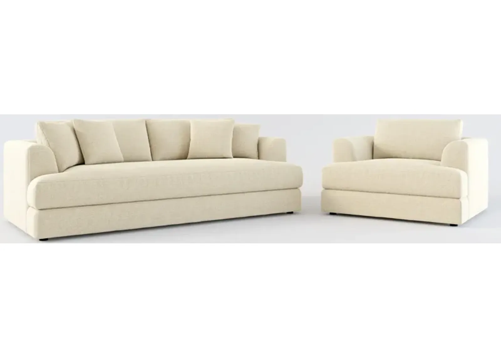 Ridley Foam Comfort Sofa and Chair Set - Broderick Sand